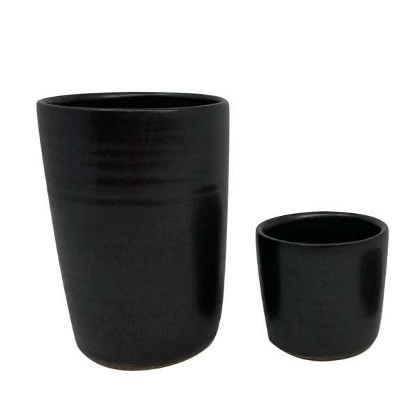 Kaffee- Espressobecher Keramik -schwarz-